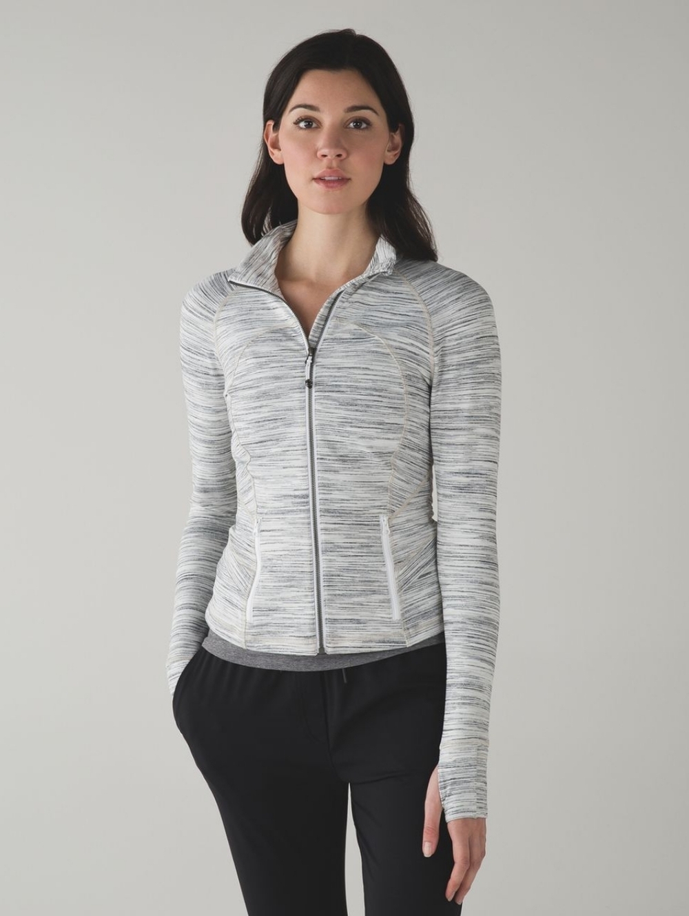 Lululemon Heathered Light Gray Zip-Up Active Jacket!